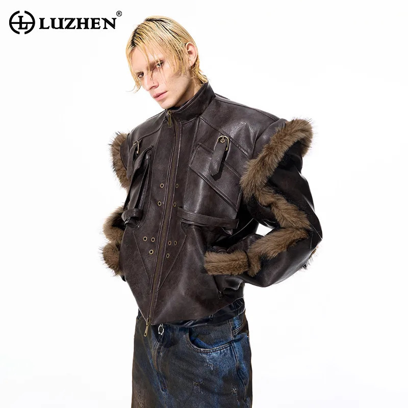 Street Fashion Men 2025 - LUZHEN модная персонализированная уличная меховая лоскутная